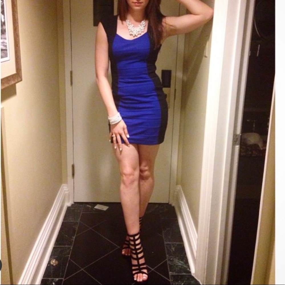 Bandage black and blue dress